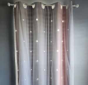 Sheer Pink and White Star Curtain